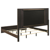 Etienne Walnut Eastern King Velvet Upholstered Panel Bed by Coaster at Eve Furniture