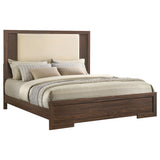 Etienne Walnut Eastern King Velvet Upholstered Panel Bed by Coaster at Eve Furniture