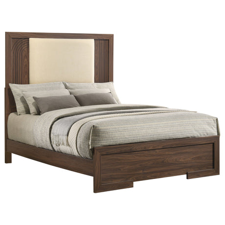 Etienne Walnut Full Velvet Upholstered Panel Bed by Coaster at Eve Furniture