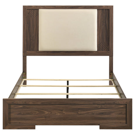 Etienne Walnut Queen Velvet Upholstered Panel Bed by Coaster at Eve Furniture