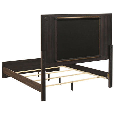 Etienne Walnut Queen Velvet Upholstered Panel Bed by Coaster at Eve Furniture