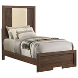 Etienne Walnut Twin Velvet Upholstered Panel Bed by Coaster at Eve Furniture