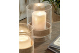 Eudocia Clear Candle Holder by Ashley at Eve Furniture