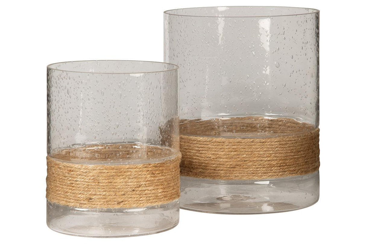 Eudocia Clear Candle Holder by Ashley at Eve Furniture