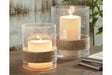 Eudocia Clear Candle Holder by Ashley at Eve Furniture