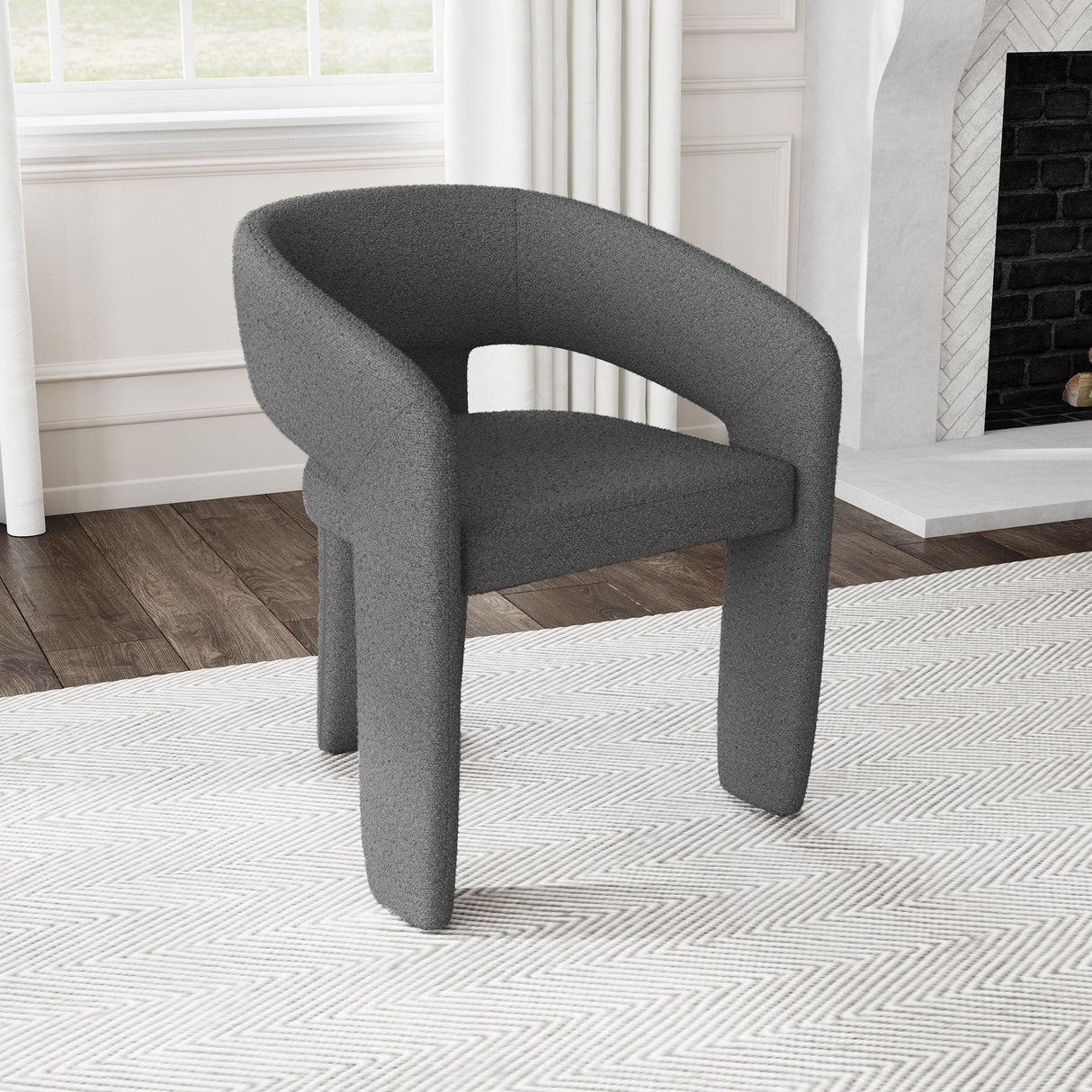 Eudora Boucle Upholstered Dining Side Chair Grey