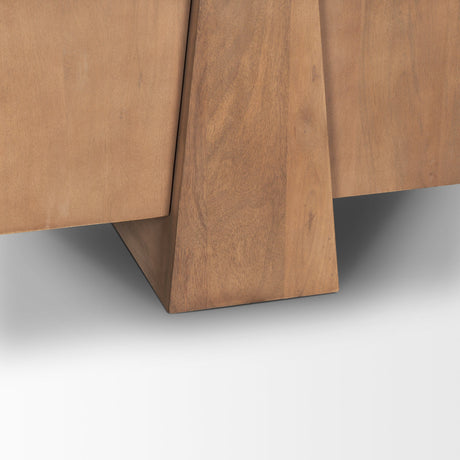 Eula Medium Brown Wood 4-Door Sideboard by Mercana at Eve Furniture
