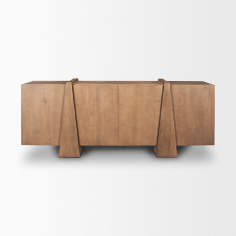 Eula Medium Brown Wood 4-Door Sideboard by Mercana at Eve Furniture