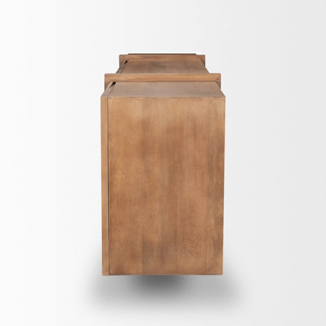 Eula Medium Brown Wood 4-Door Sideboard by Mercana at Eve Furniture