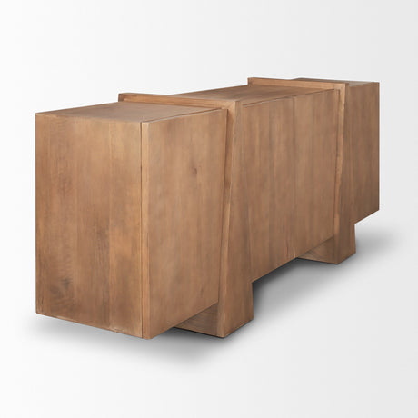 Eula Medium Brown Wood 4-Door Sideboard by Mercana at Eve Furniture