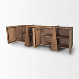 Eula Medium Brown Wood 4-Door Sideboard by Mercana at Eve Furniture