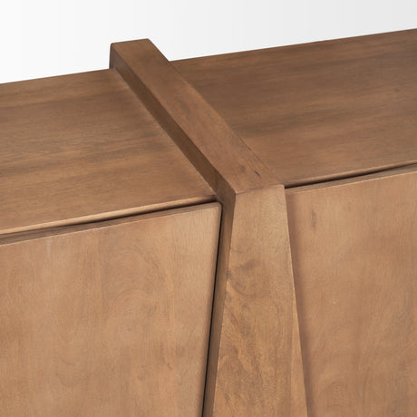 Eula Medium Brown Wood 4-Door Sideboard by Mercana at Eve Furniture