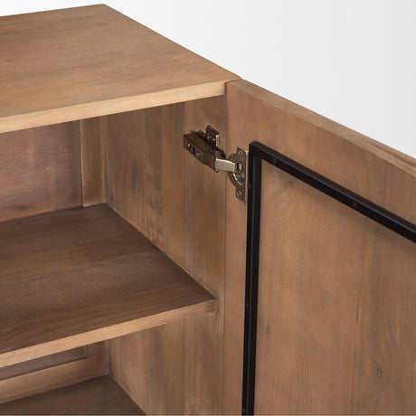 Eula Medium Brown Wood 4-Door Sideboard by Mercana at Eve Furniture