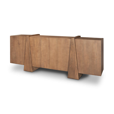 Eula Medium Brown Wood 4-Door Sideboard by Mercana at Eve Furniture