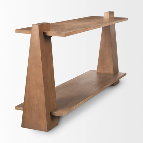 Eula Medium Brown Wood Console Table by Mercana at Eve Furniture