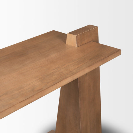 Eula Medium Brown Wood Console Table by Mercana at Eve Furniture