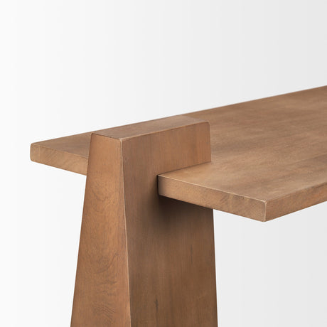 Eula Medium Brown Wood Console Table by Mercana at Eve Furniture