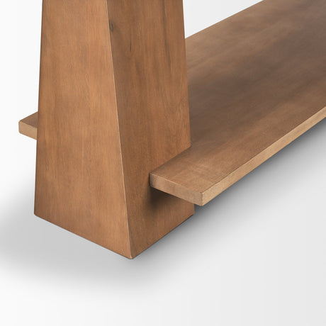 Eula Medium Brown Wood Console Table by Mercana at Eve Furniture
