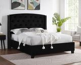 Eva Black Velvet Queen Upholstered Bed by Crown Mark at Eve Furniture