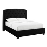 Eva Black Velvet Queen Upholstered Bed by Crown Mark at Eve Furniture