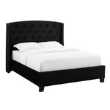 Eva Black Velvet Queen Upholstered Bed by Crown Mark at Eve Furniture