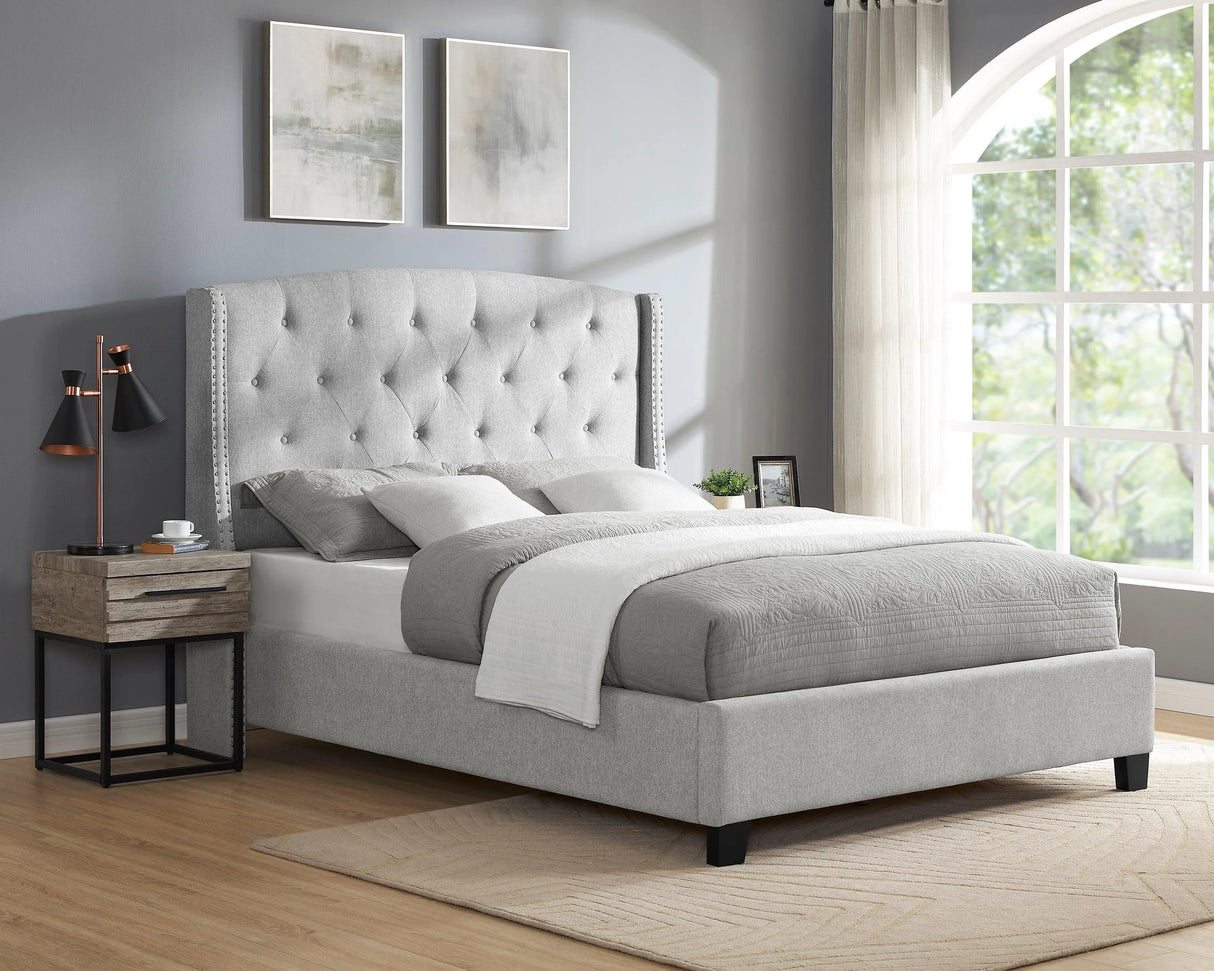 Eva Dove Gray King Upholstered Bed by Crown Mark at Eve Furniture