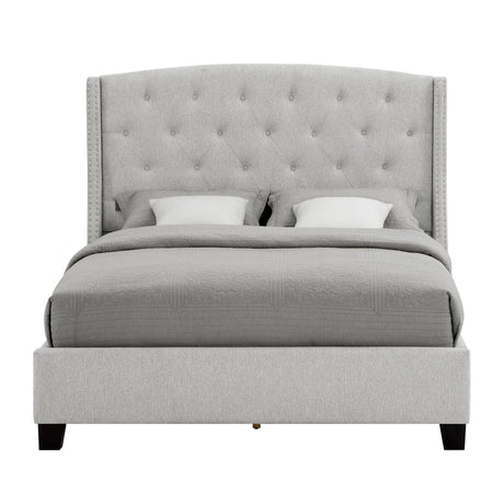 Eva Dove Gray Queen Upholstered Bed by Crown Mark at Eve Furniture
