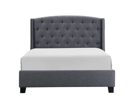 Eva Gray King Upholstered Bed by Crown Mark at Eve Furniture