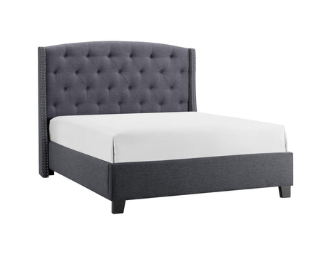 Eva Gray King Upholstered Bed by Crown Mark at Eve Furniture