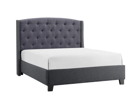 Eva Gray Queen Upholstered Bed by Crown Mark at Eve Furniture
