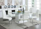 Eva White/Clear Dining Table Only by Furniture of America at Eve Furniture