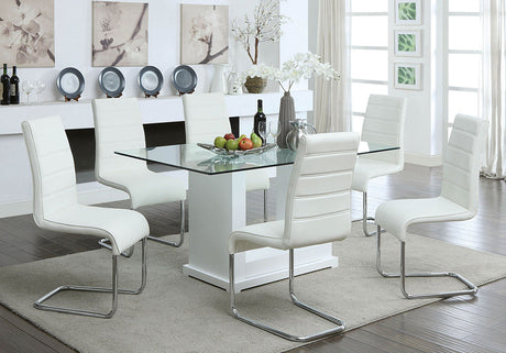 Eva White/Clear Dining Table Only by Furniture of America at Eve Furniture