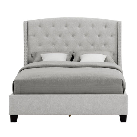 Eva Dove Gray Queen Upholstered Bed by Crown Mark at Eve Furniture