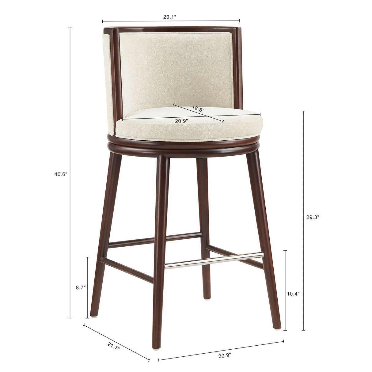 Evalyn Barstool in Cream by Manhattan Comfort at Eve Furniture
