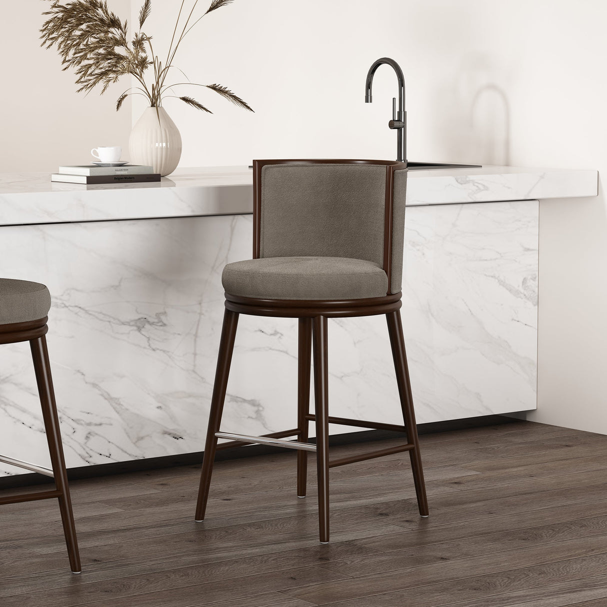 Evalyn Barstool in Dove by Manhattan Comfort at Eve Furniture