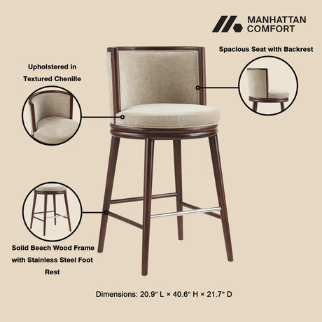 Evalyn Barstool in Natural by Manhattan Comfort at Eve Furniture