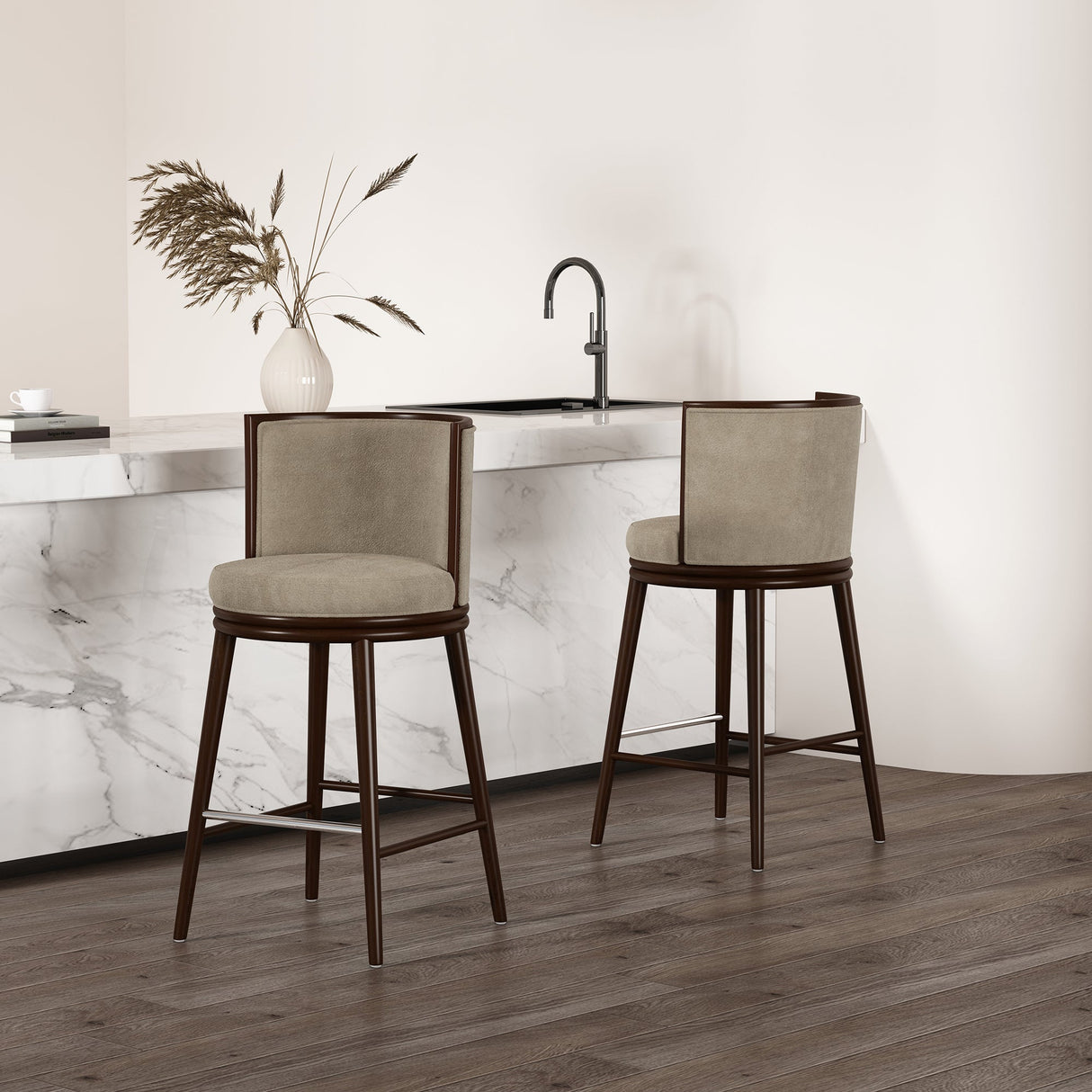 Evalyn Barstool in Natural (set of 2) by Manhattan Comfort at Eve Furniture