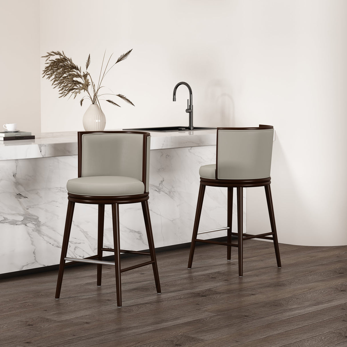 Evalyn Barstool in Stone (set of 2) by Manhattan Comfort at Eve Furniture