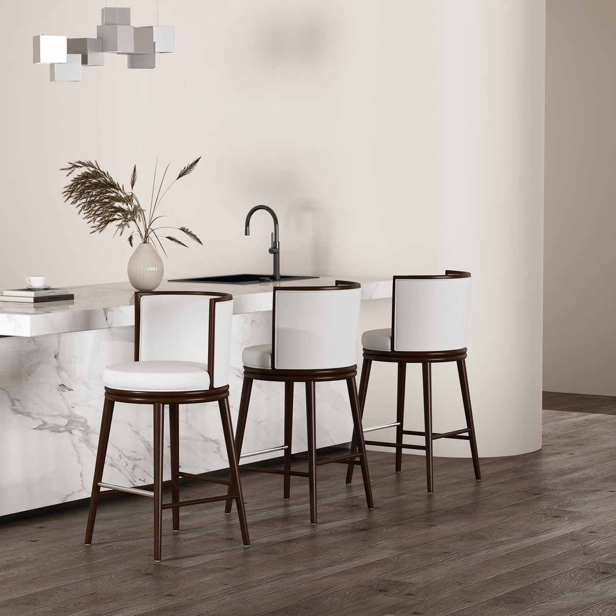 Evalyn Barstool in White by Manhattan Comfort at Eve Furniture