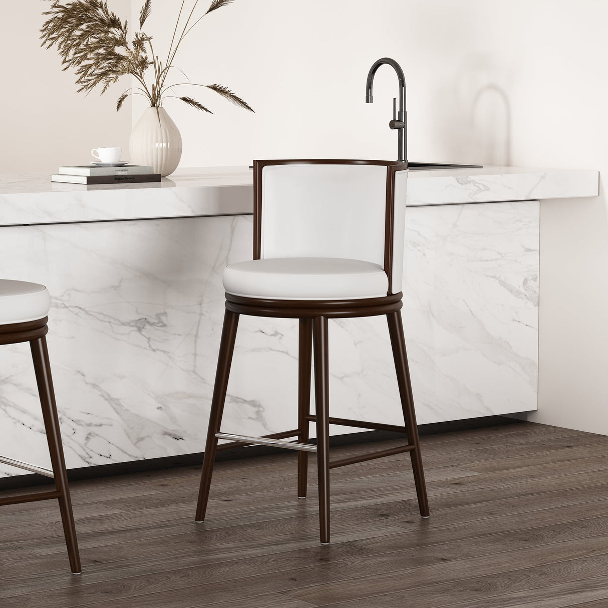 Evalyn Barstool in White by Manhattan Comfort at Eve Furniture