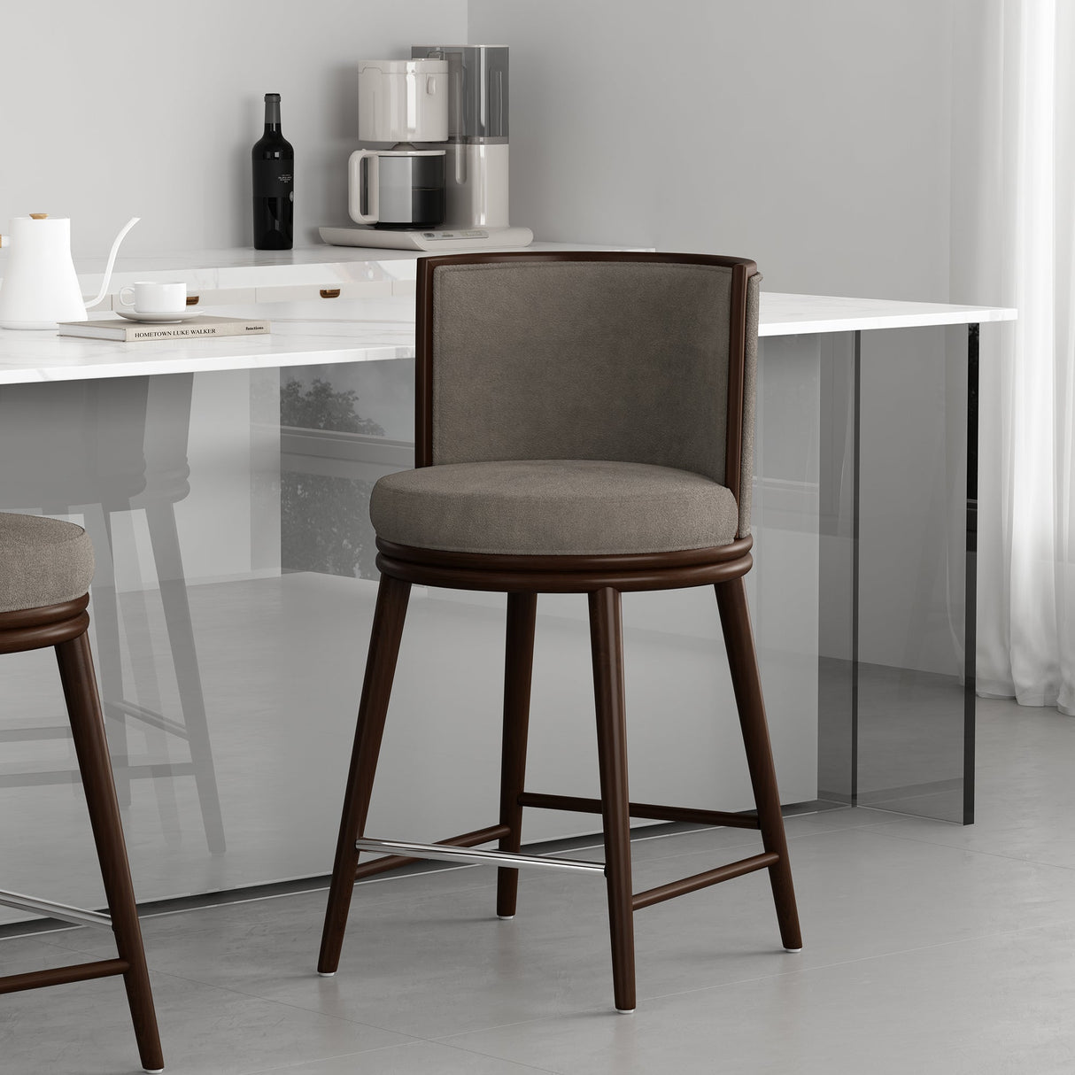 Evalyn Counter Stool in Dove by Manhattan Comfort at Eve Furniture