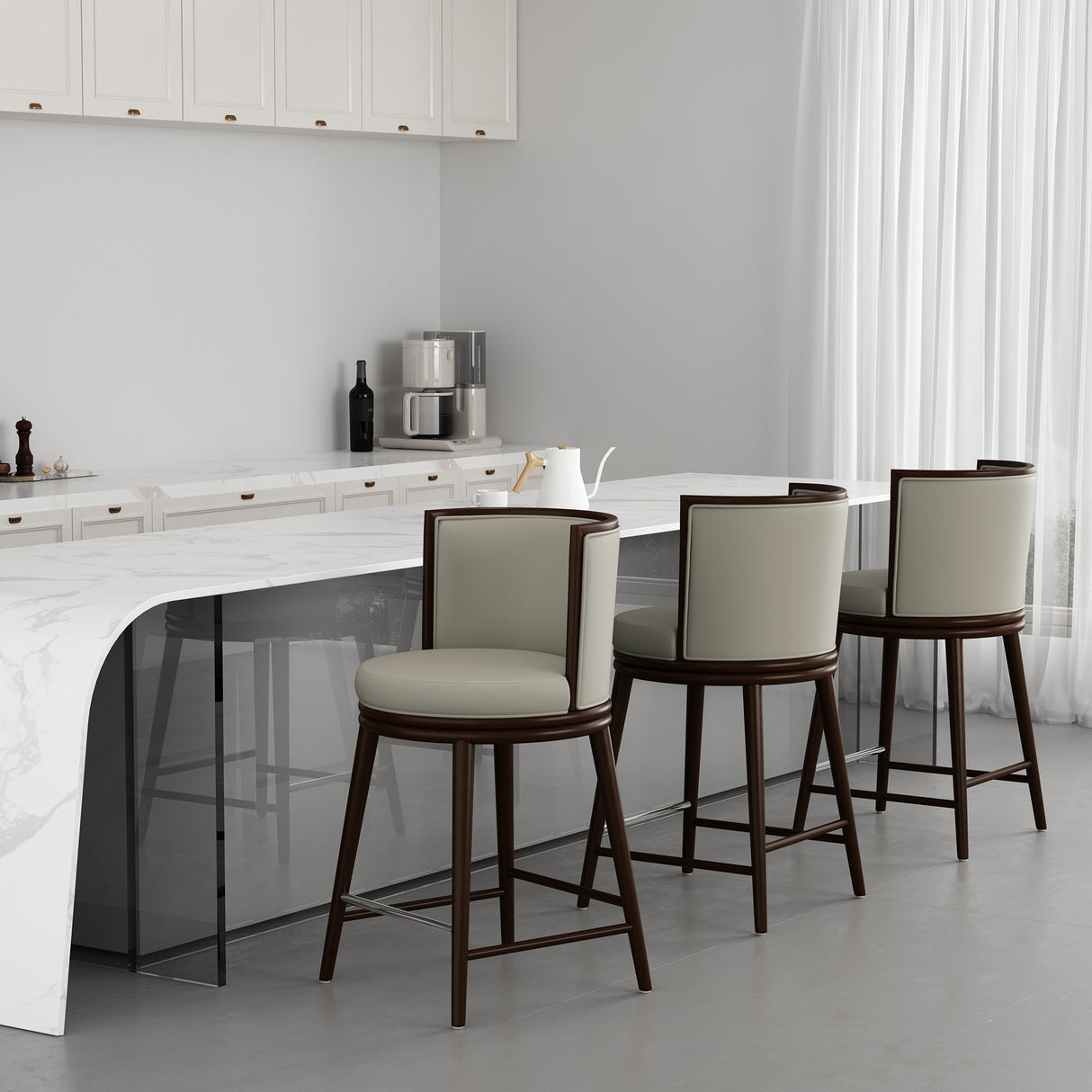 Evalyn Counter Stool in Stone by Manhattan Comfort at Eve Furniture