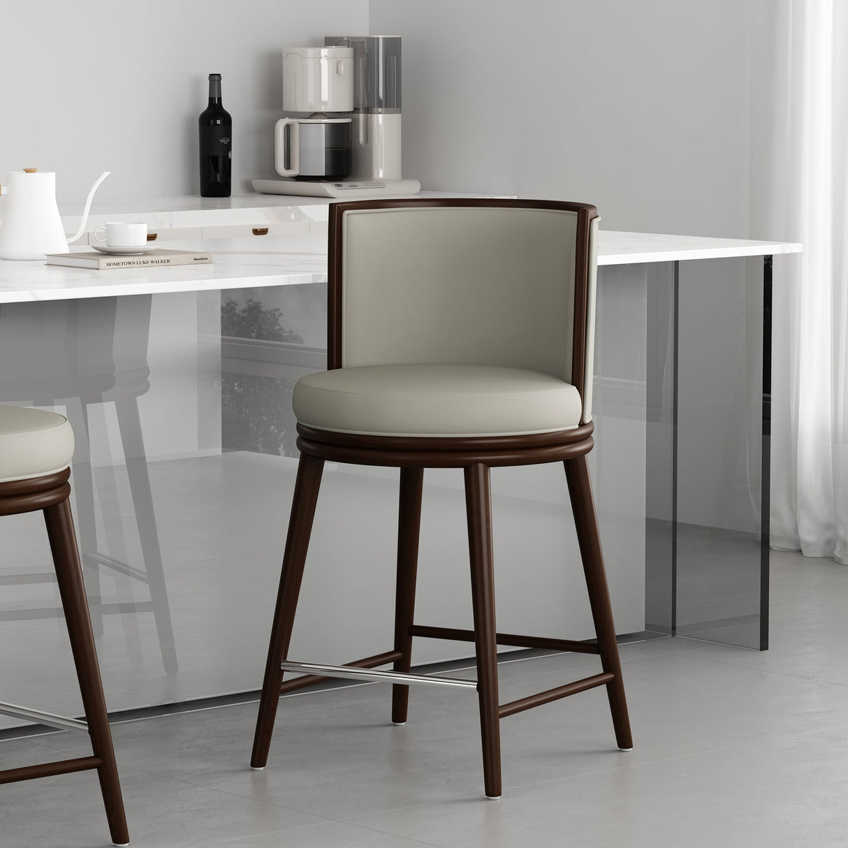 Evalyn Counter Stool in Stone by Manhattan Comfort at Eve Furniture