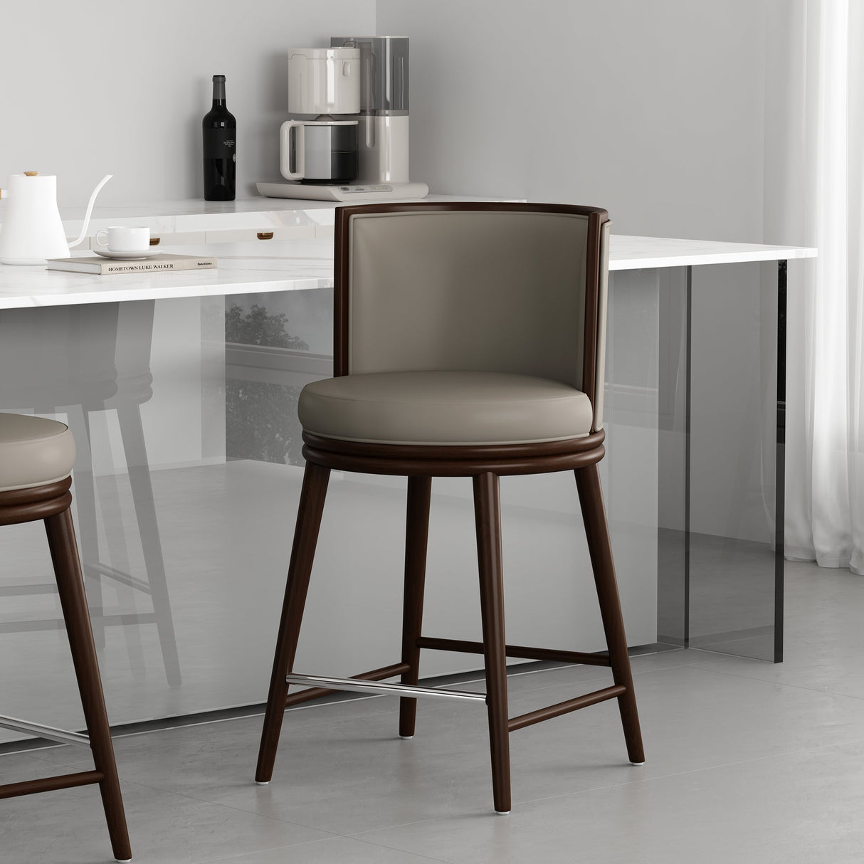 Evalyn Counter Stool in Taupe by Manhattan Comfort at Eve Furniture