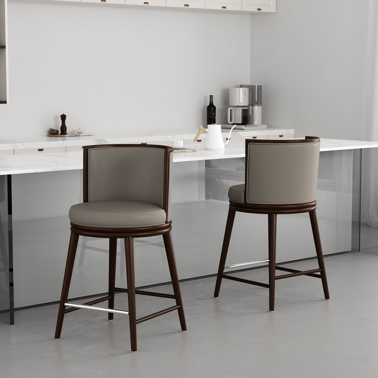 Evalyn Counter Stool in Taupe (set of 2) by Manhattan Comfort at Eve Furniture