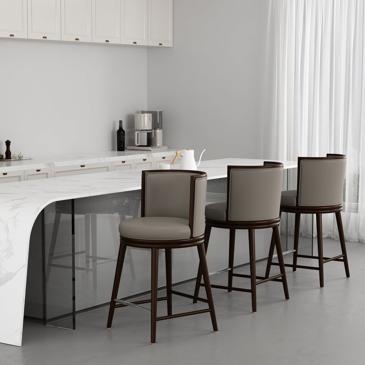 Evalyn Counter Stool in Taupe (set of 3) by Manhattan Comfort at Eve Furniture