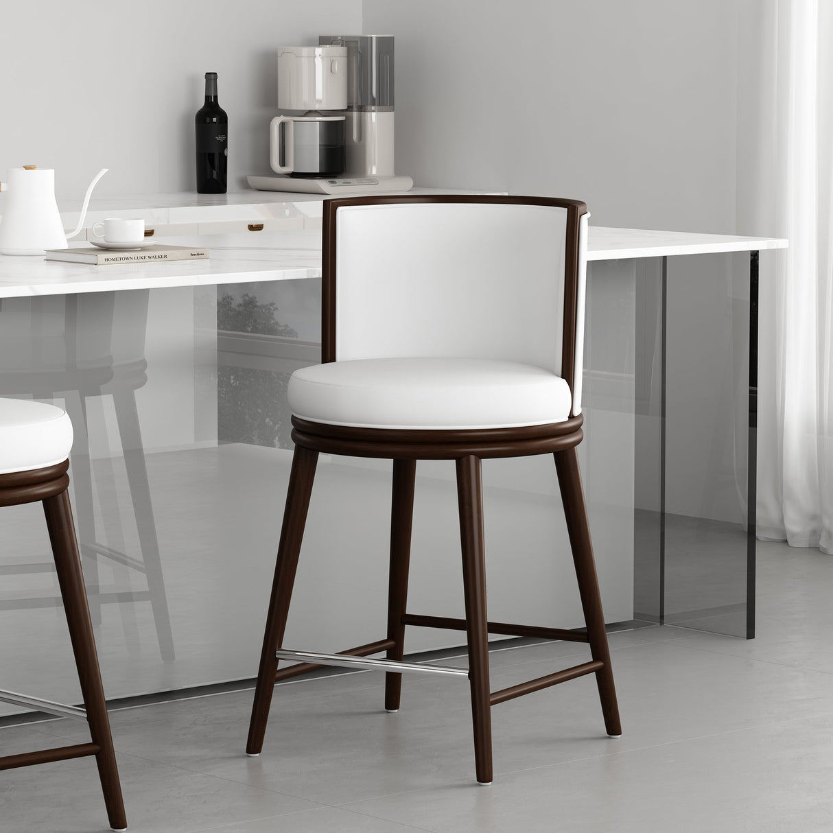 Evalyn Counter Stool in White by Manhattan Comfort at Eve Furniture