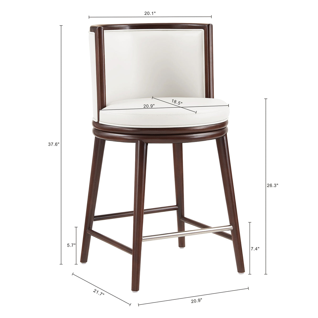 Evalyn Counter Stool in White (set of 3) by Manhattan Comfort at Eve Furniture