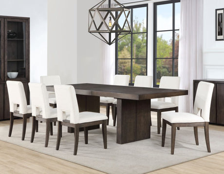 Evan 5-Piece 78-96-inch Dining Room Set with 4 Eggshell Linen-Look Side Chairs by Steve Silver at Eve Furniture