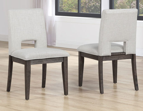 Evan 5-Piece 78-96-inch Dining Room Set with 4 Eggshell Linen-Look Side Chairs by Steve Silver at Eve Furniture